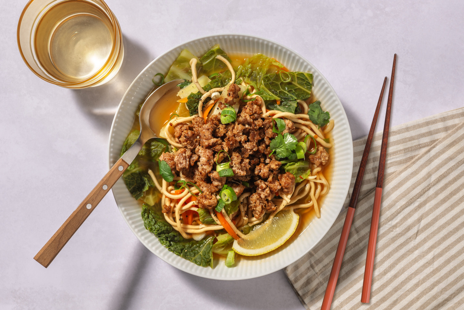 One-Pot Double Sichuan Pork & Veggie Noodle Soup