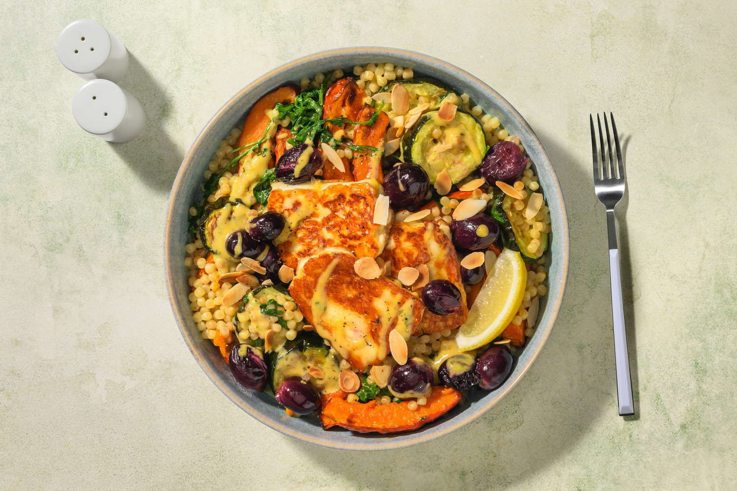 Haloumi & Baked Balsamic Midnight Grapes