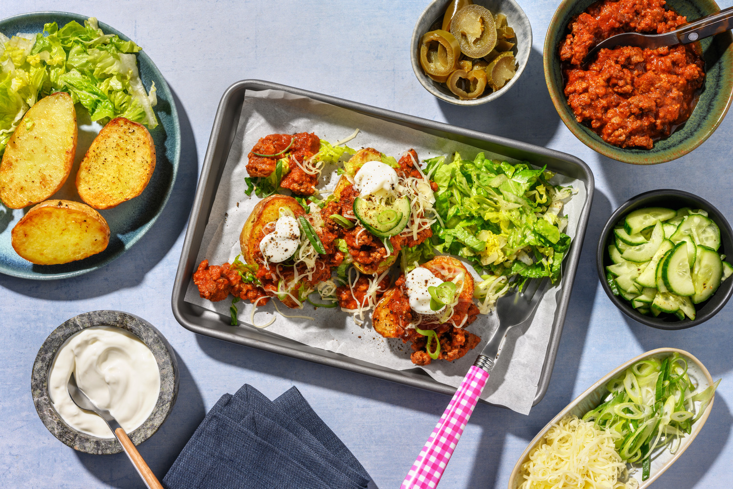 Cheesy Loaded Plant-Based Mince Jacket Potato Station