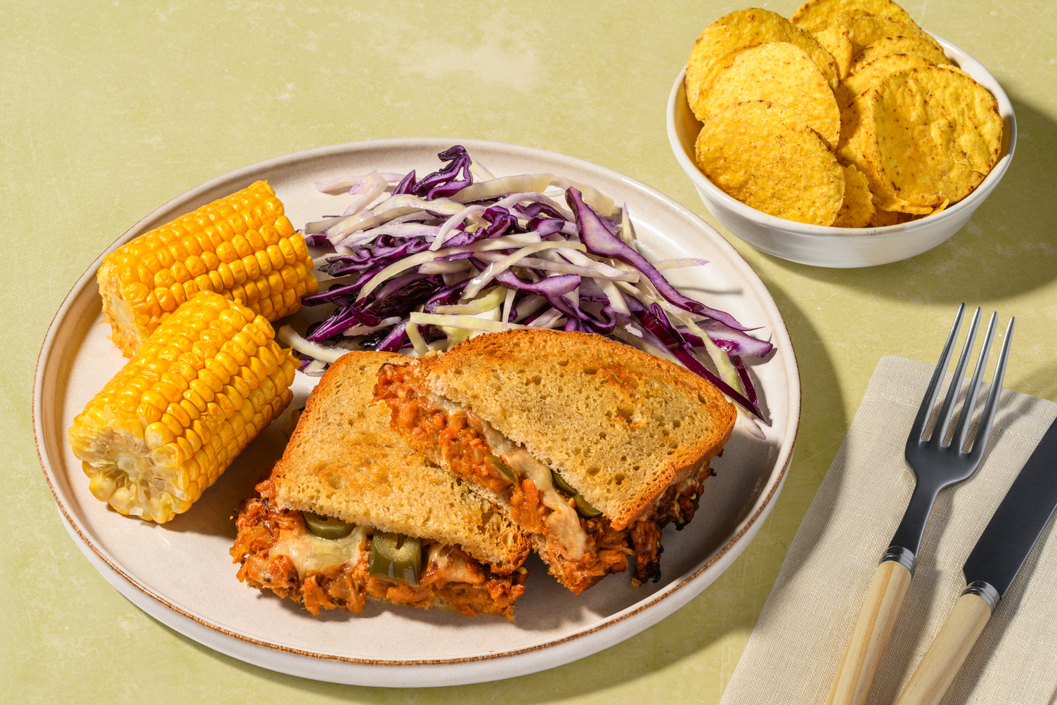 Tex-Mex Chicken Toastie & Corn Chips