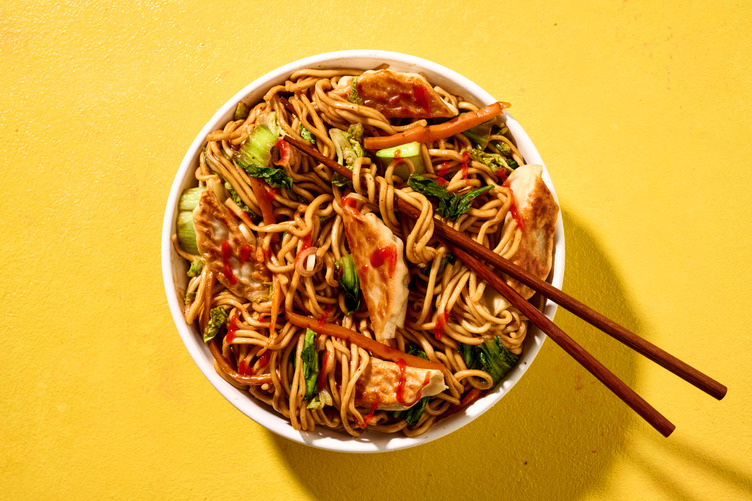 No Chop Double Pork Dumplings & Noodle Stir-Fry