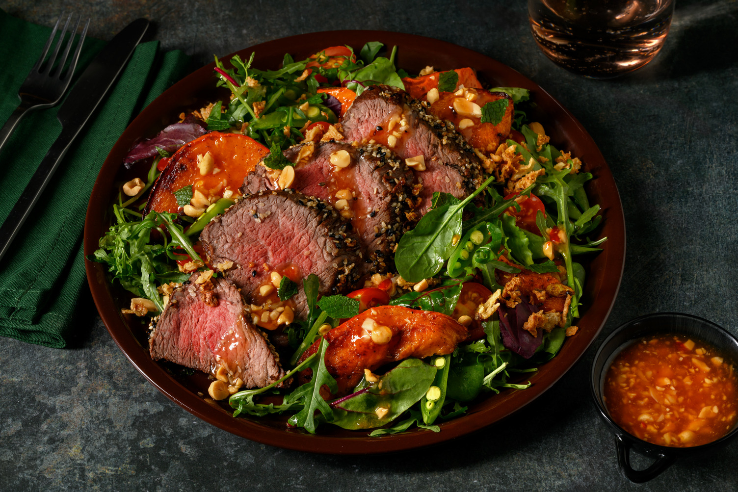 Sesame-Studded Roast Beef & Spiced Pumpkin
