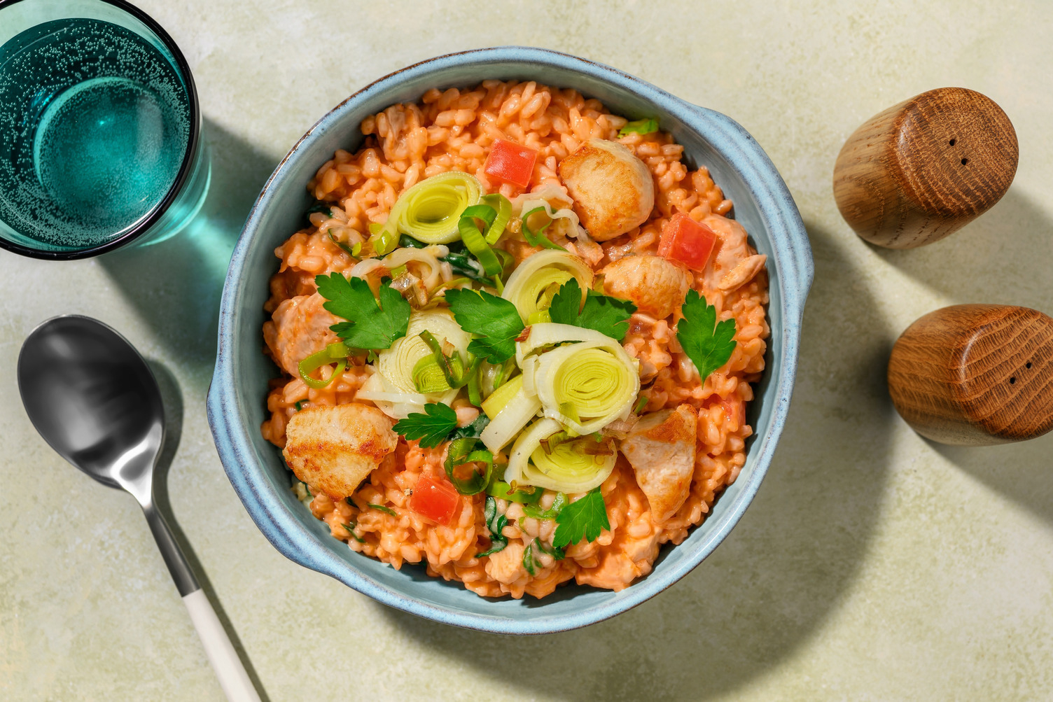 Chicken, Leek & Tomato Baked Risotto