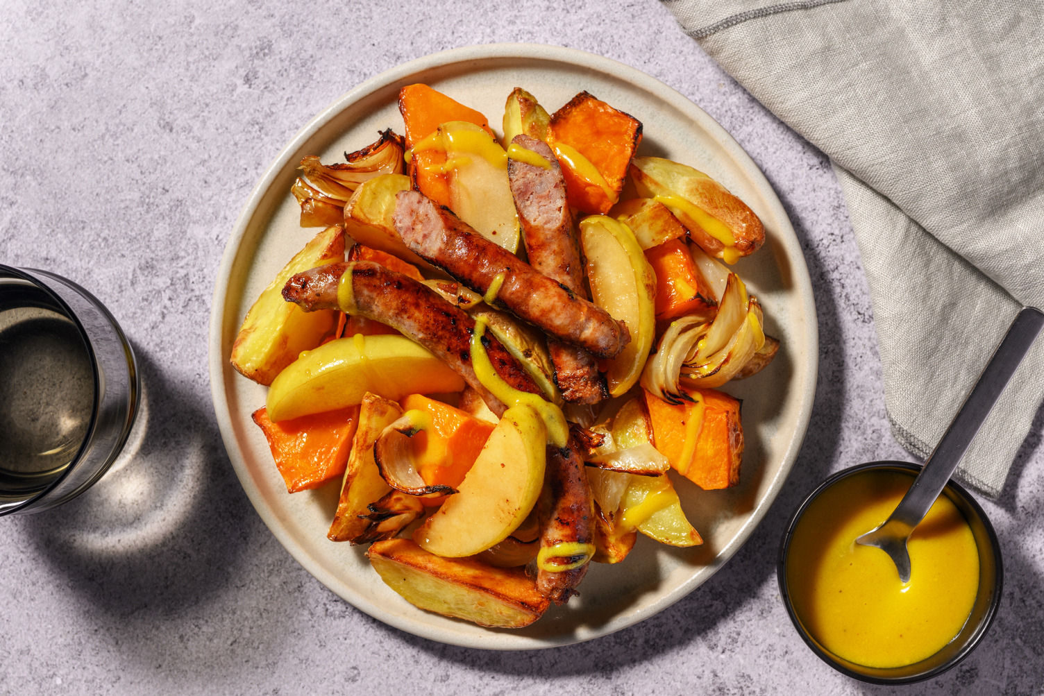 Double Lemon-Herb Chicken Sausage & Apple Traybake