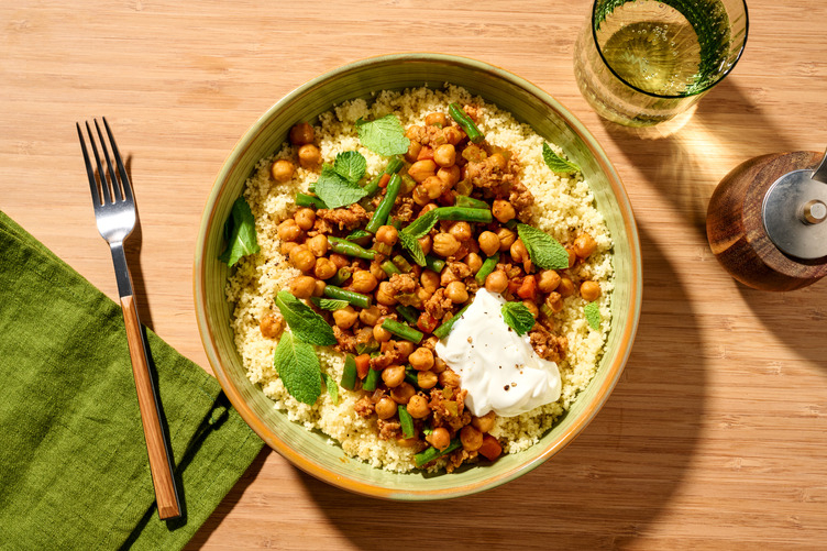 Quick Chermoula Pork & Chickpea Couscous