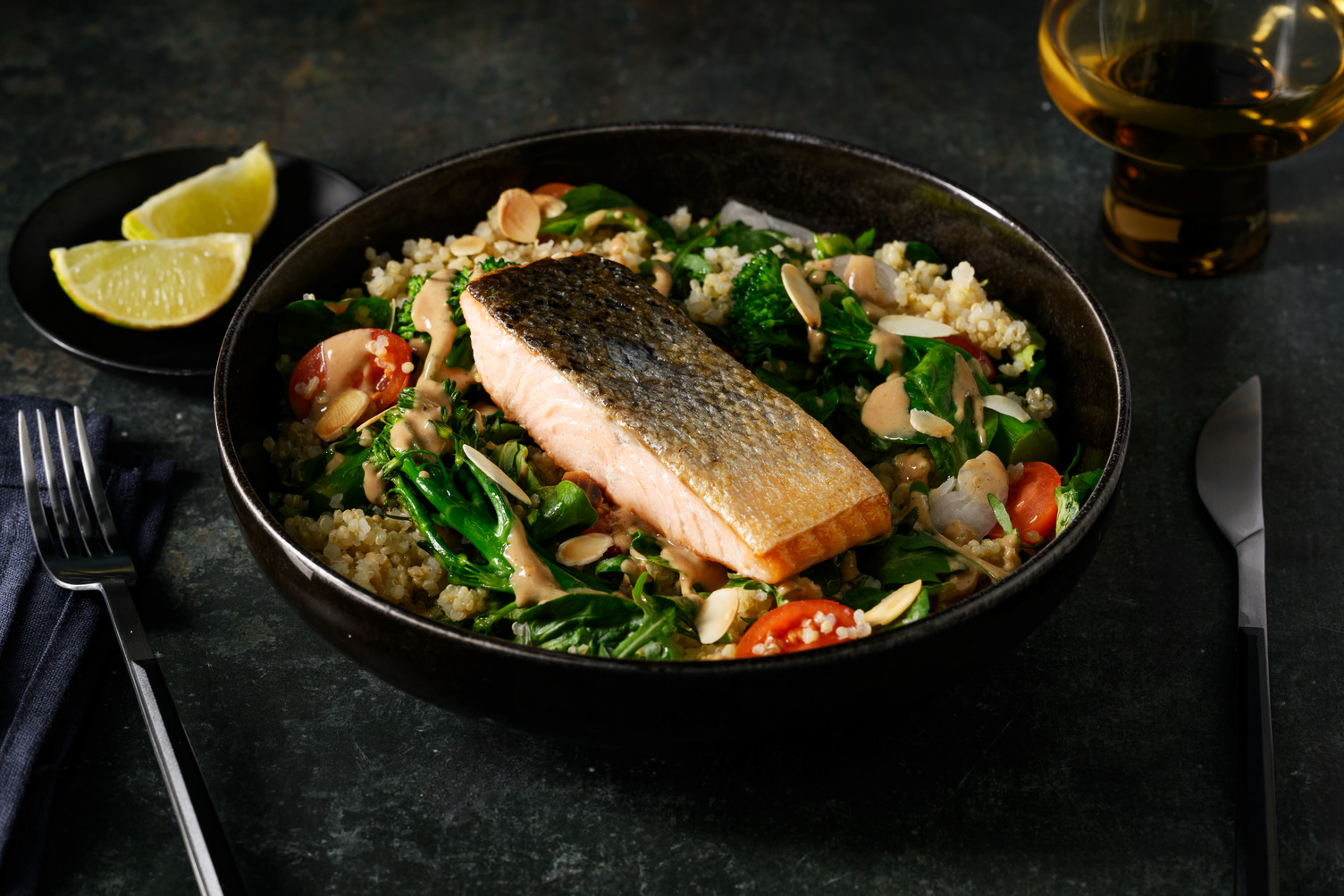Salmon with Broccolini & Tahini Dressing