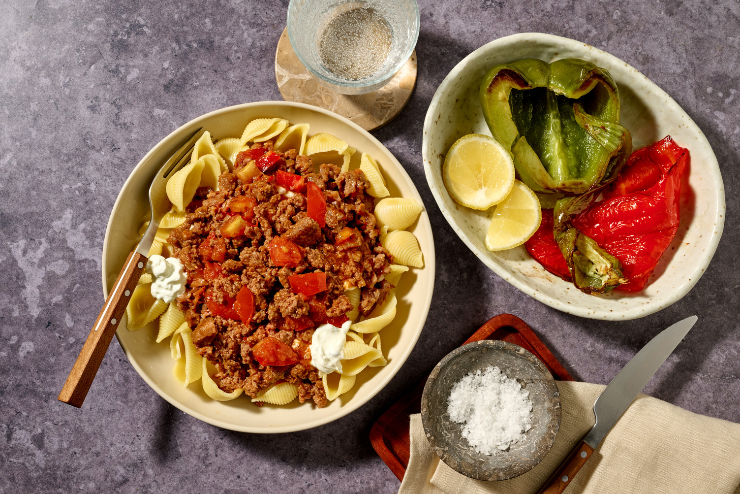 Focus sport : Conchiglie au bœuf XL & sauce au yaourt