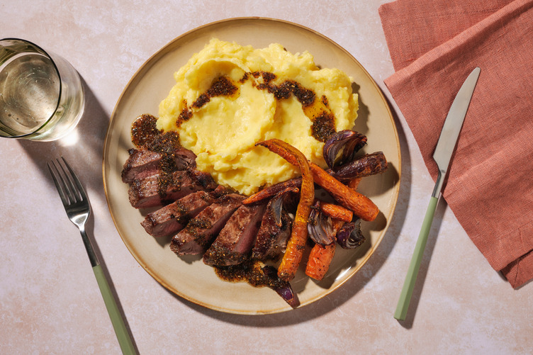 Double Seared Beef Rump & Herby Pepper Butter