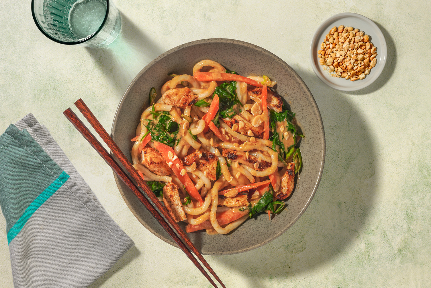 Express Chicken, Tofu & Peanut-Chilli Udon Noodles