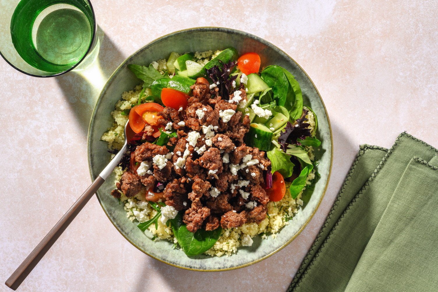 Greek-Style Plant-Based Mince & Dill Couscous Bowl 