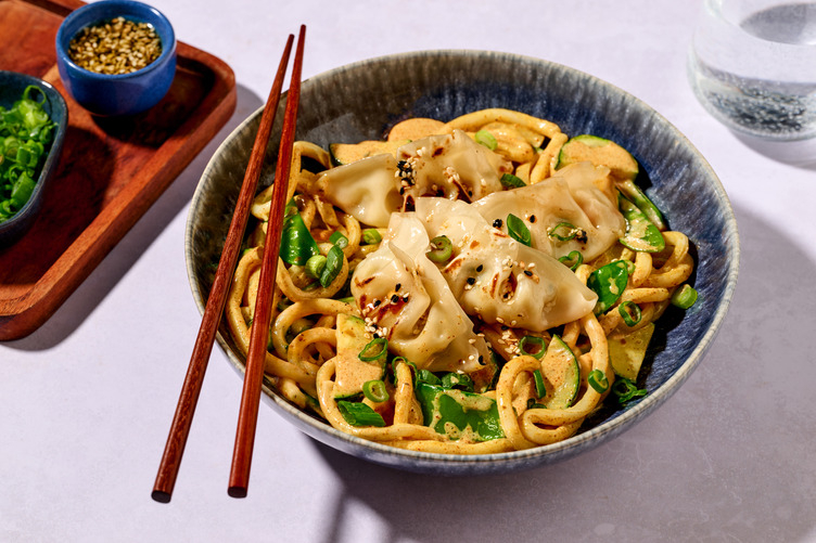 Chicken Dumplings, Tofu & Curried Udon Noodles
