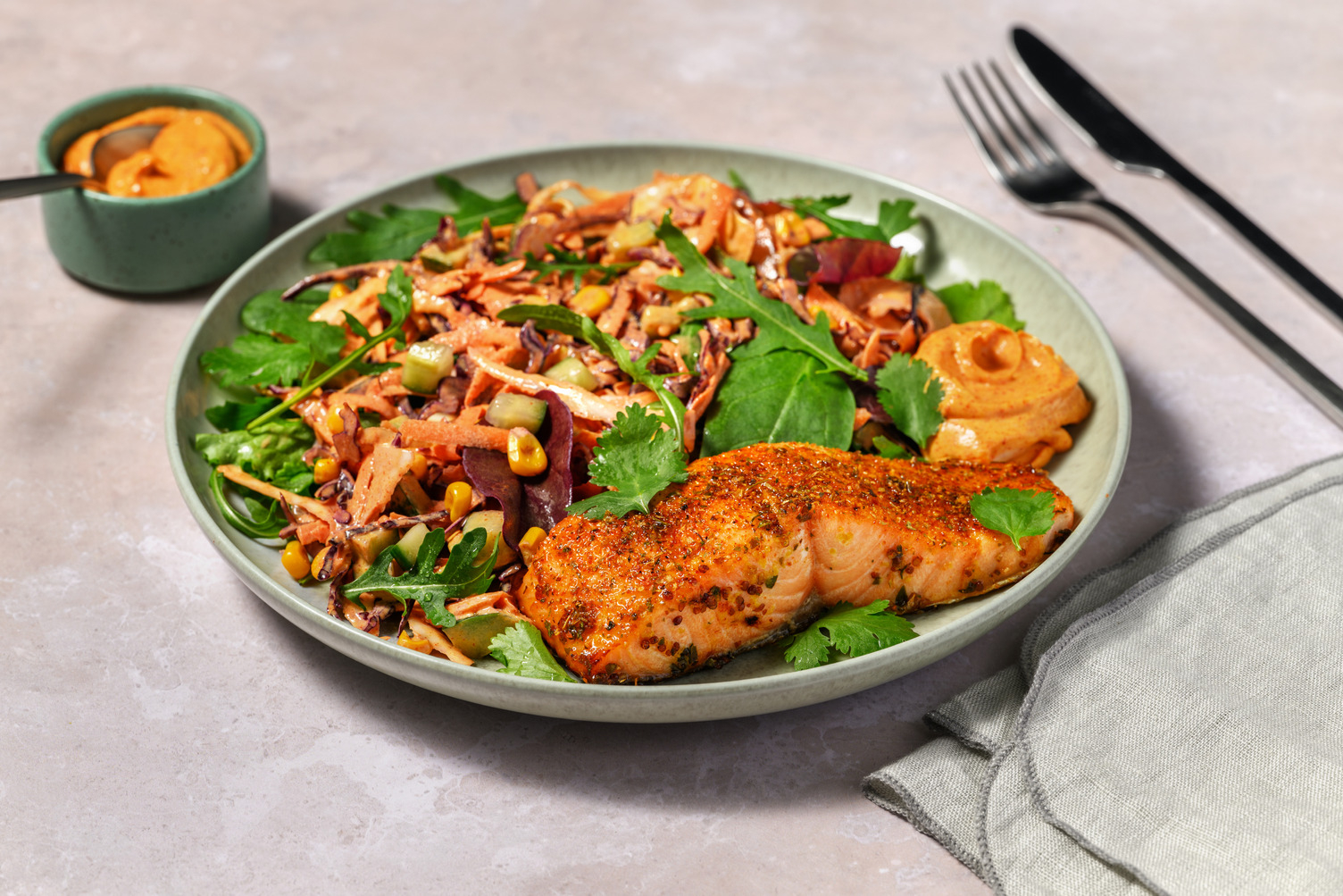 Double Tex-Mex Salmon & Charred Corn Slaw