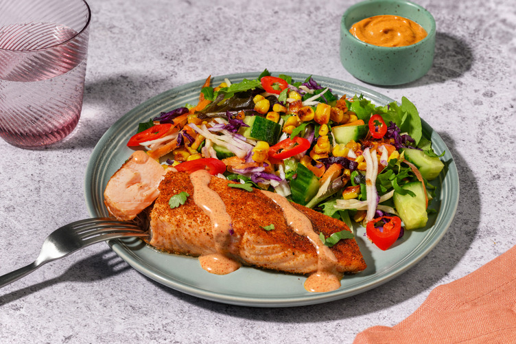 Double Tex-Mex Salmon & Charred Corn Slaw
