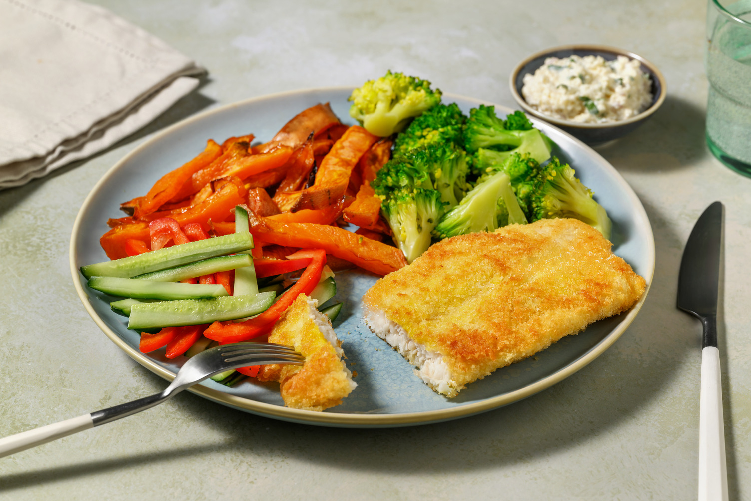 Crunchy Crumbed Fish & Sweet Potato Chips