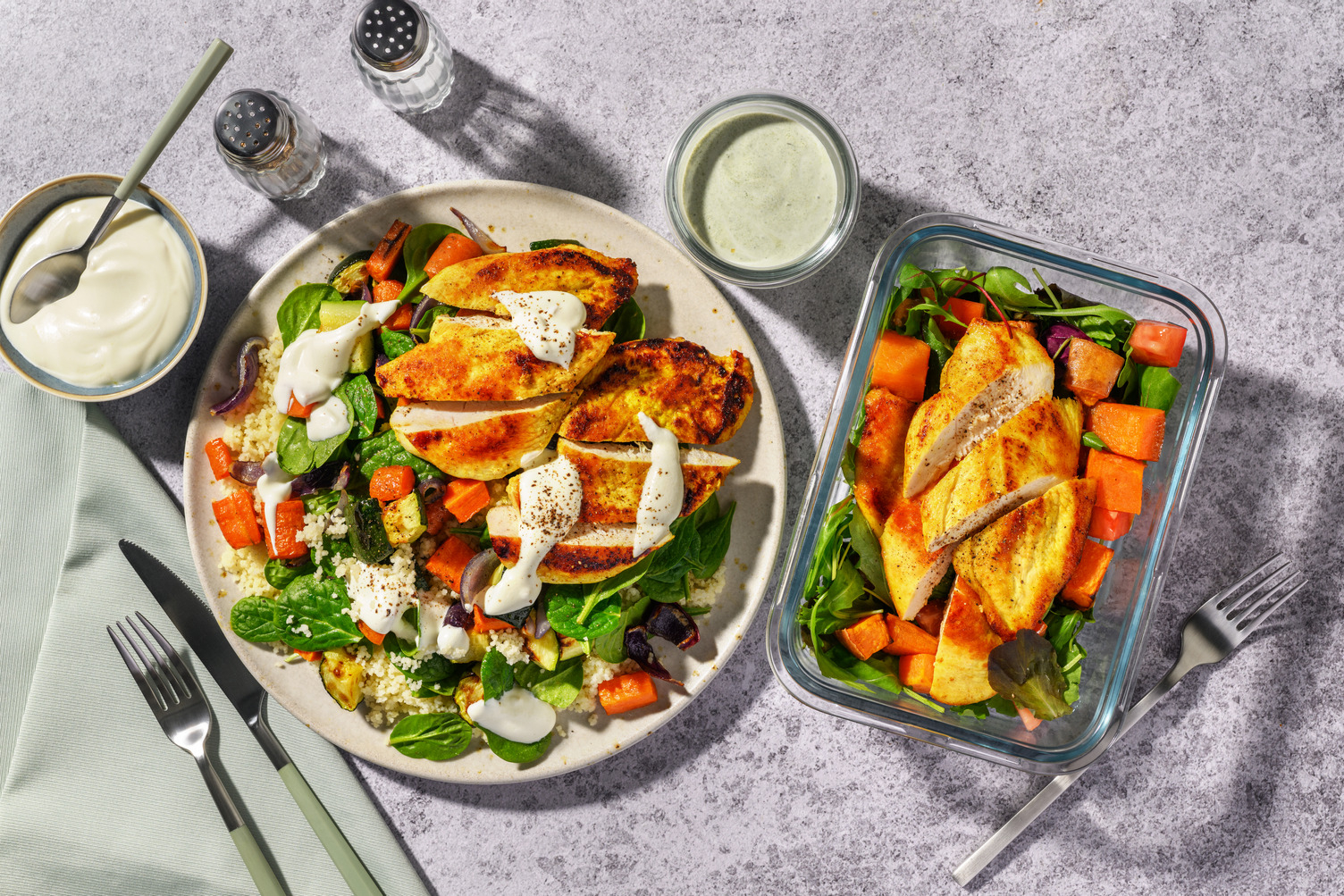 Chermoula Chicken, Haloumi & Roast Veggie Couscous for Dinner