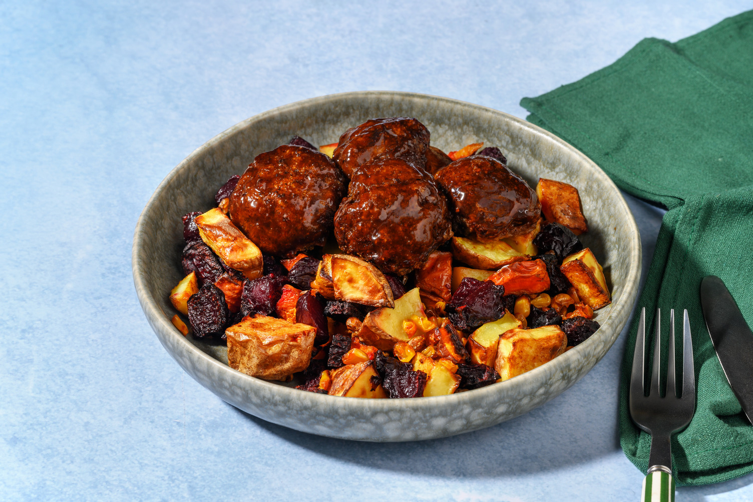 Honey-Glazed Beef Rissoles & Gravy 