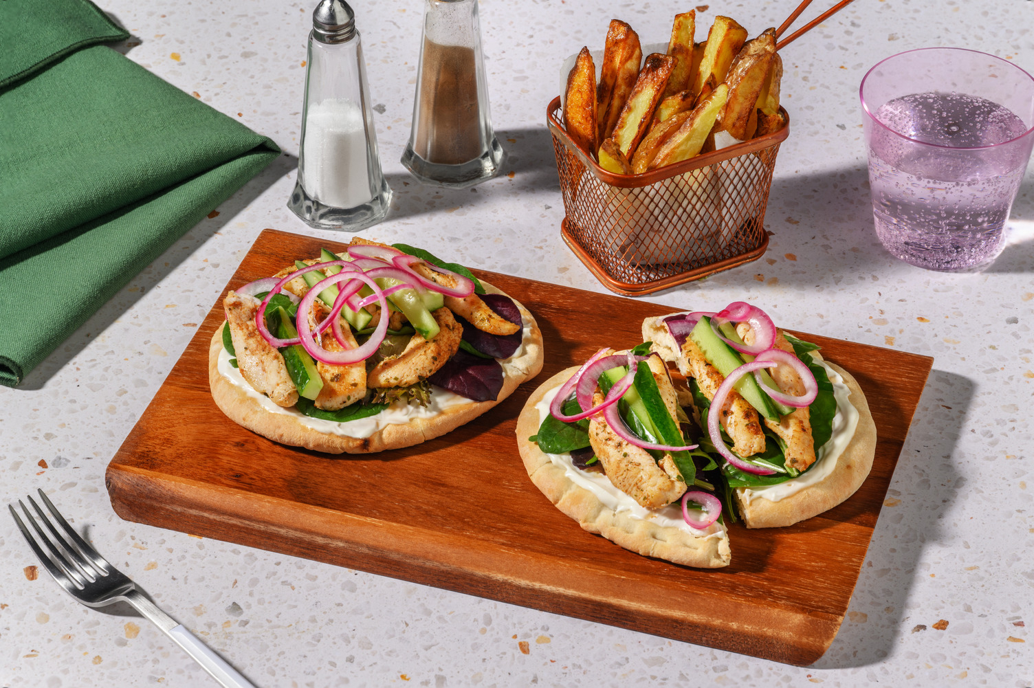 Paprika Plant-Based Crumbed Chick'n & Pickled Onion Flatbreads