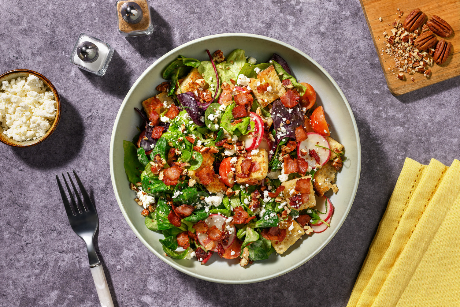 Creamy Maple Bacon & Crouton Pecan Salad