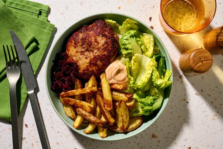 Smokey Pork Burger Bowl & Fries