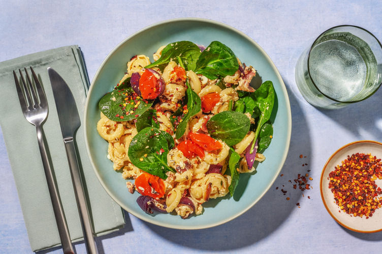 Baked Bacon, Chicken & Creamy Fetta Orecchiette