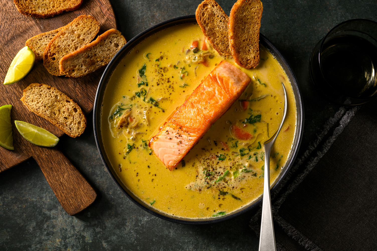 Zalmfilet met miso-kokossoep & paksoi