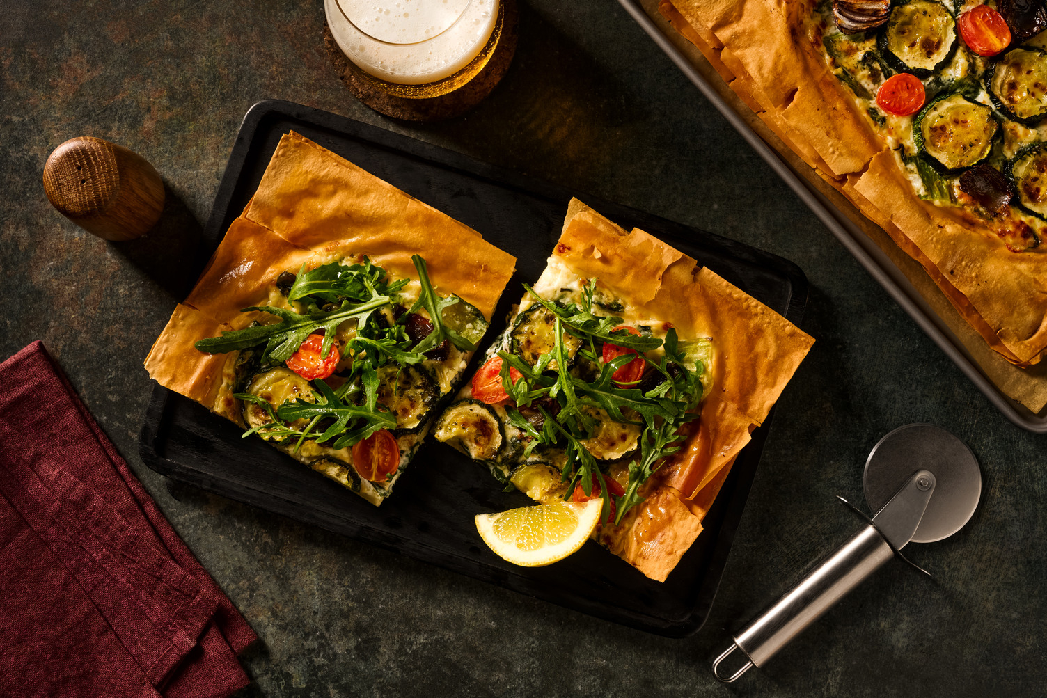 Loaded Three Cheese & Greens Tart