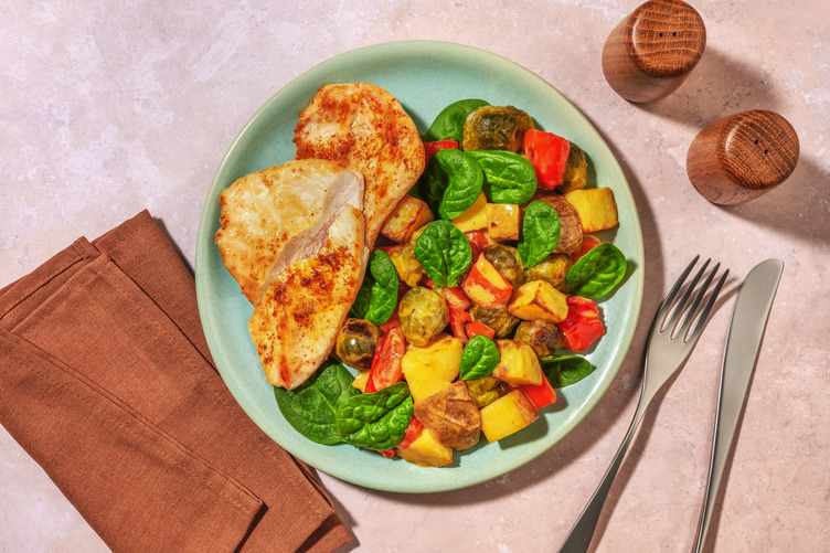 Spiced Chicken & Brussels Sprouts Toss