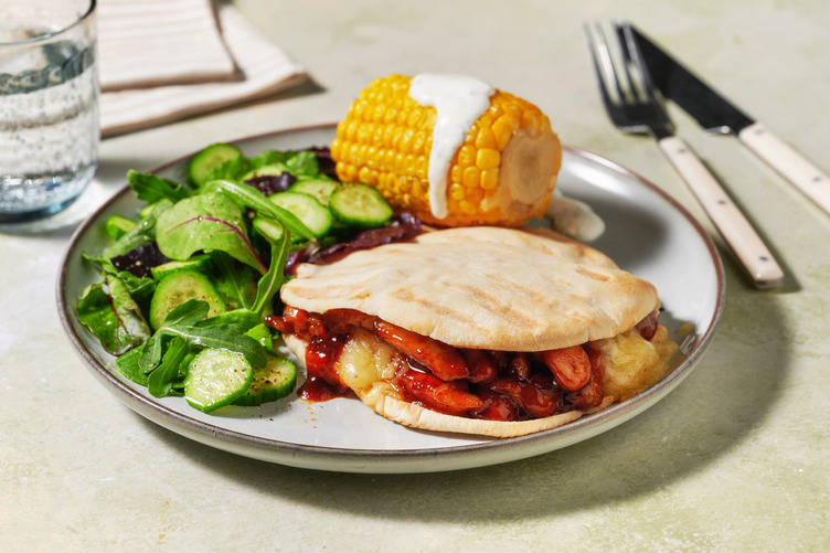 Express Cheesy BBQ Beef Pita Pockets