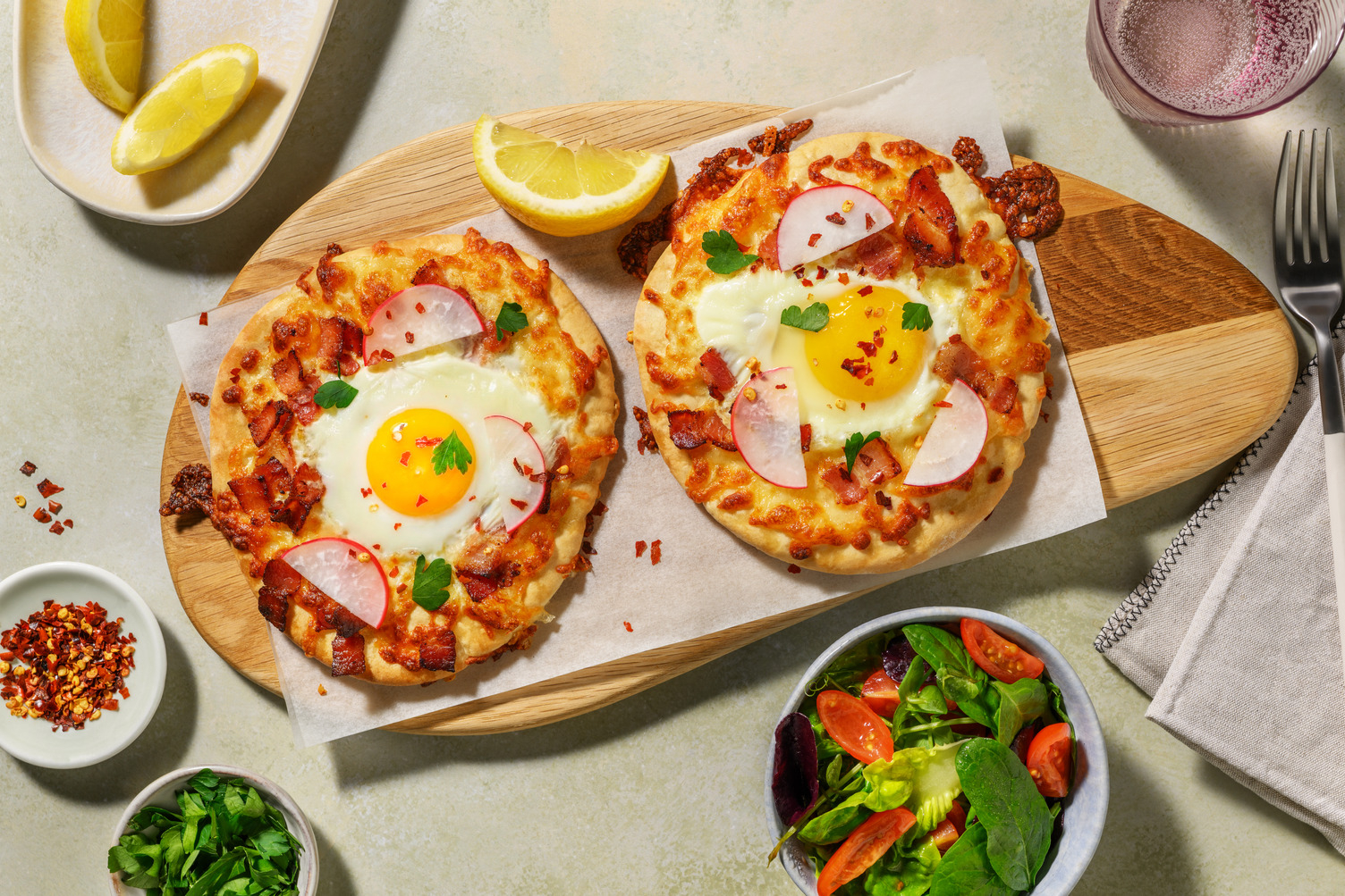 Khachapuri-Inspired Haloumi & Egg Flatbreads