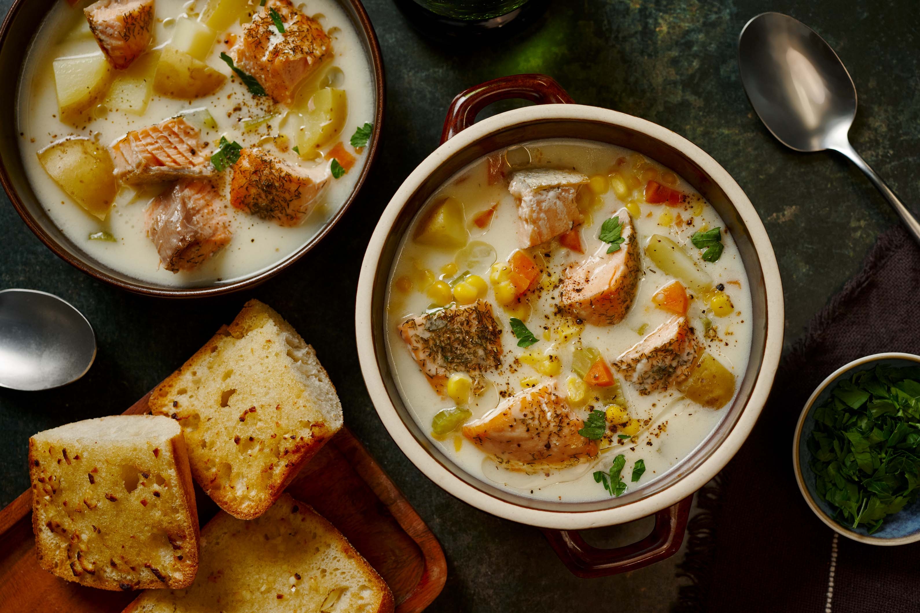Chaudrée de double saumon crémeux