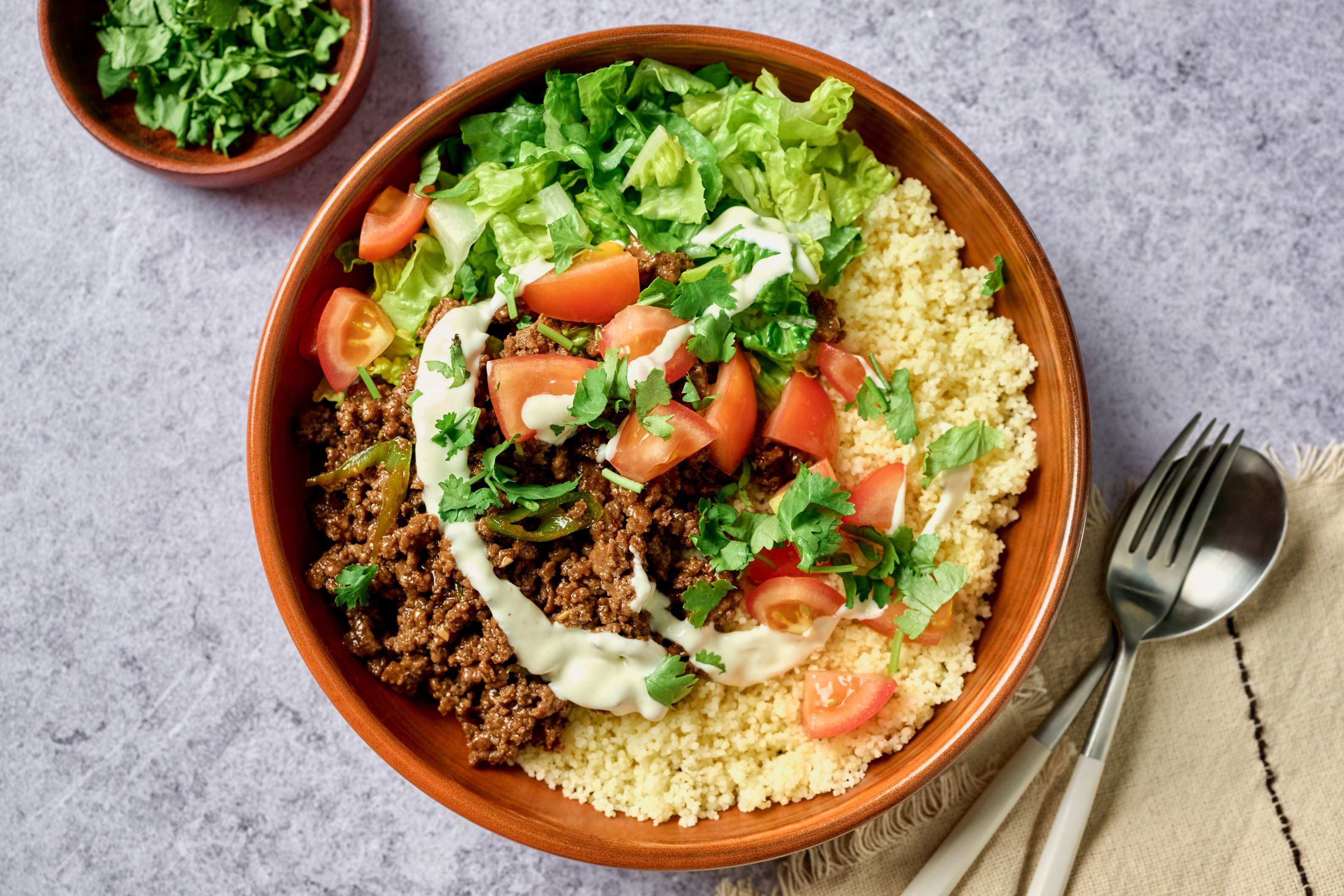 Choix du nutritionniste : Bols de double bœuf aux jalapenos et de couscous
