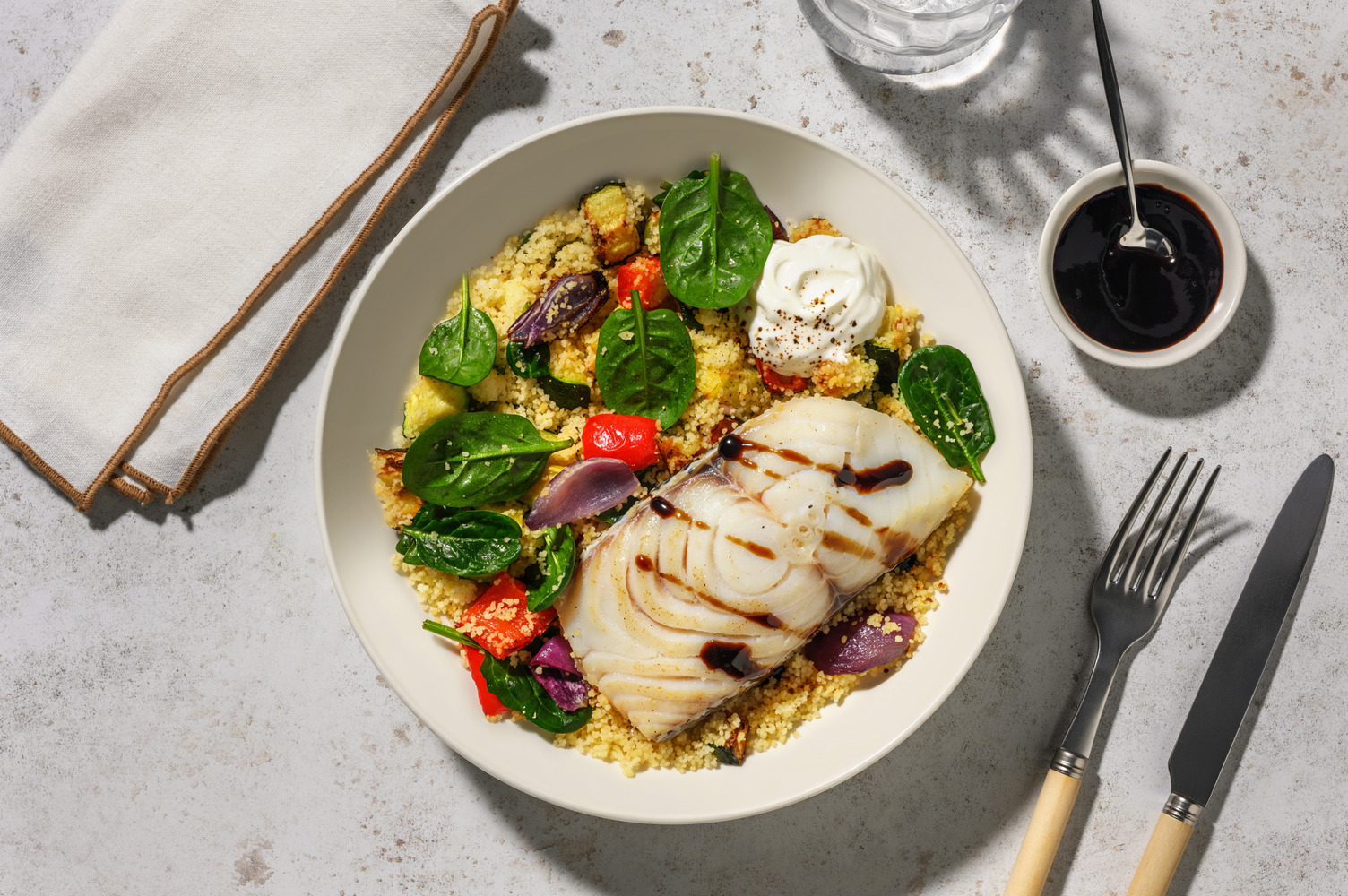 Krydret torsk- og couscousbowl