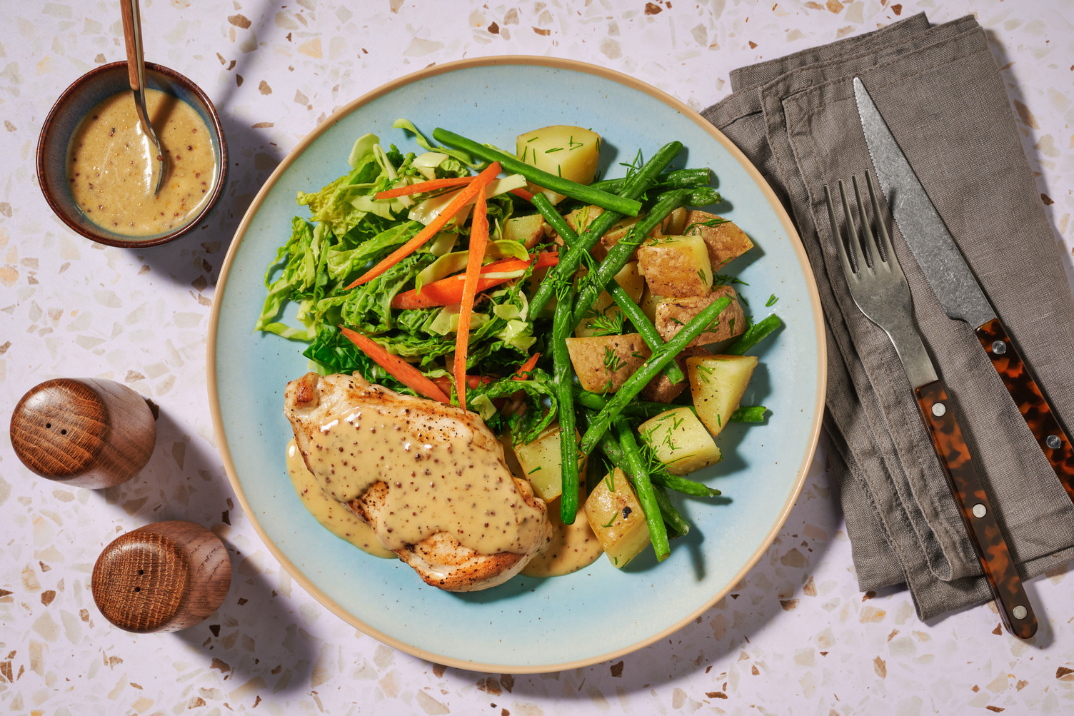 Ovnstegt kylling med fløde-sennepssauce