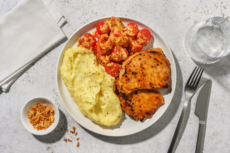 Lomo de cerdo adobado con puré de patata