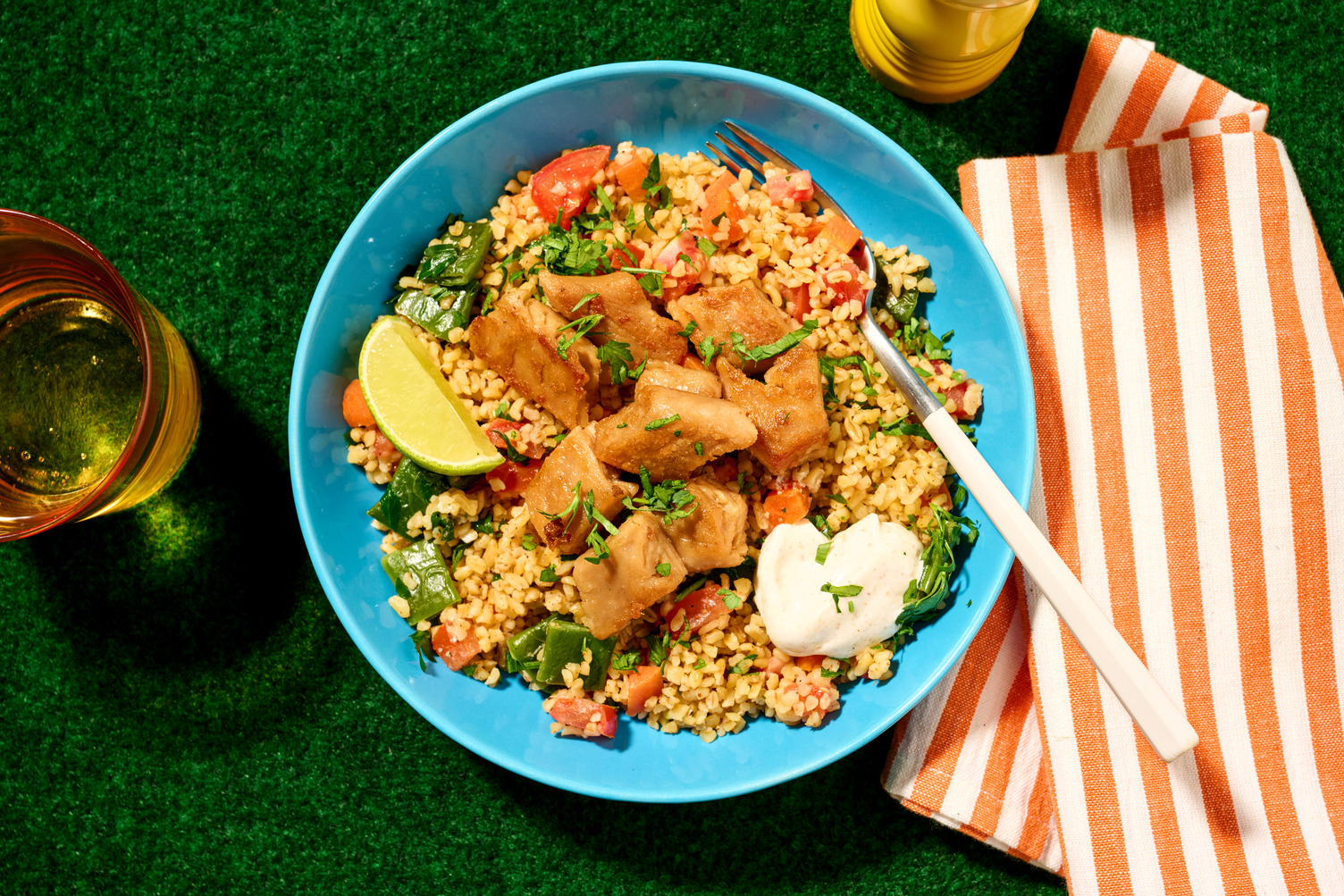 Bowl de boulgour aux émincés végés façon poulet
