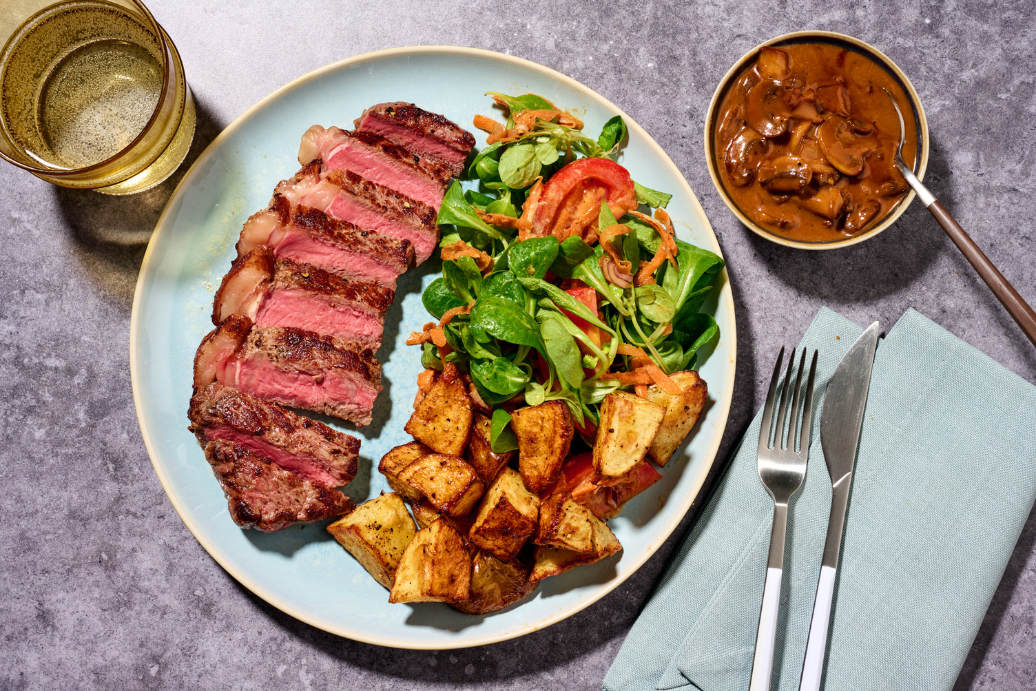 Entrecote in champignonroomsaus