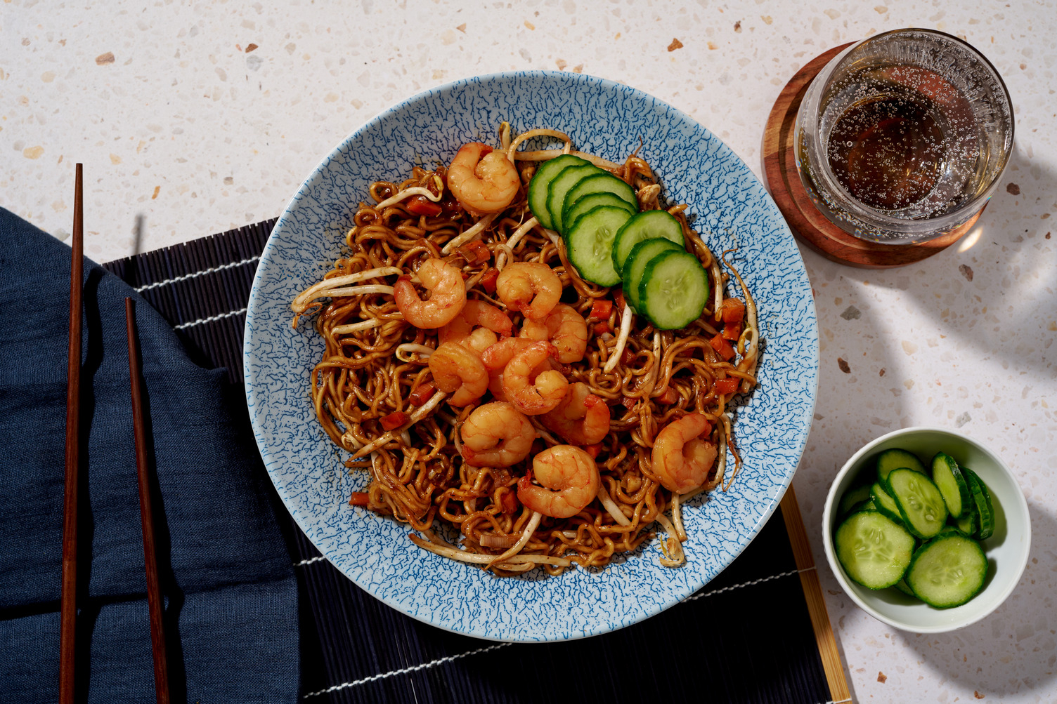 Wok de crevettes teriyaki