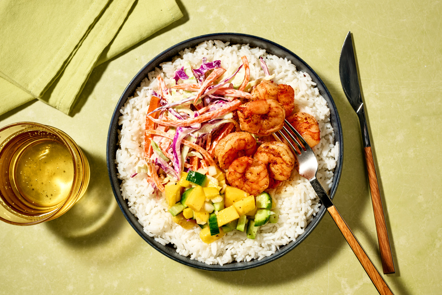 Bowl de crevettes & salsa à la mangue