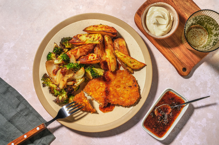 Schnitzel végé & sauce collante à l'orange