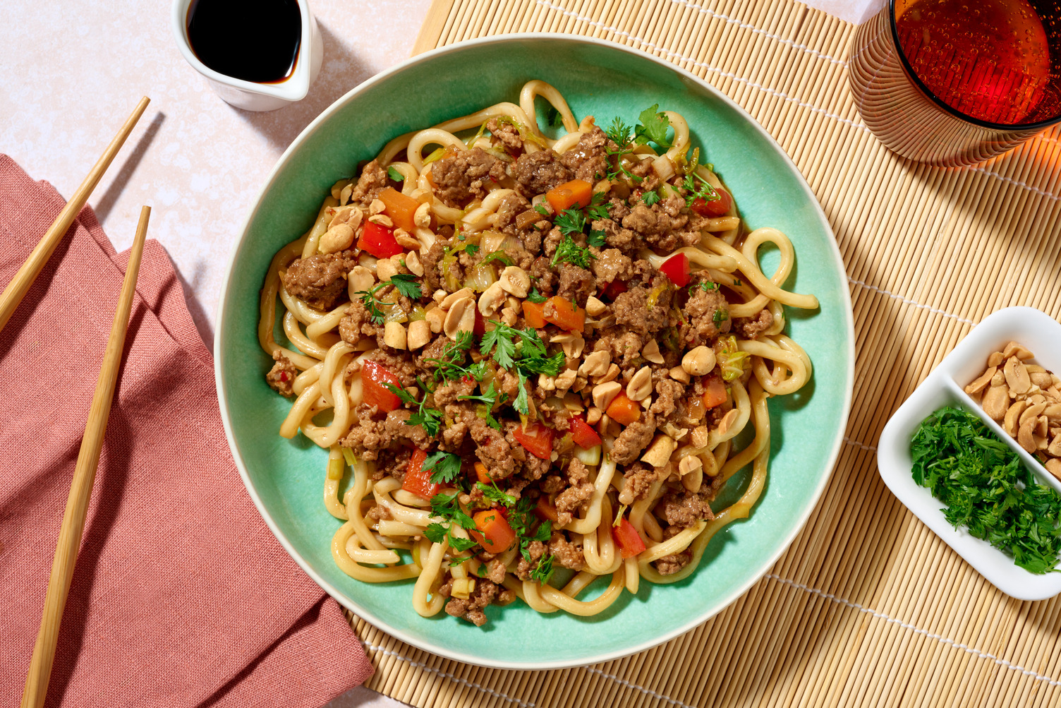 Wok épicé au sésame & haché porc & bœuf
