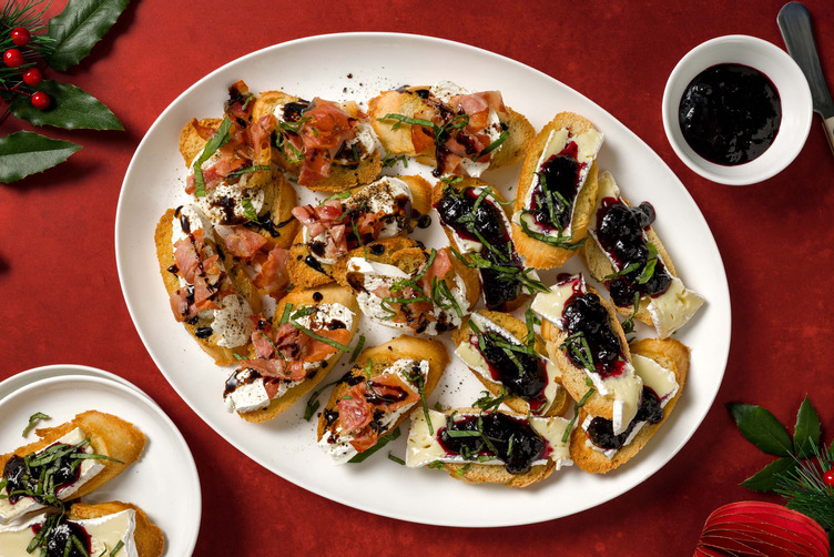 Crostini with Burrata and Serrano ham