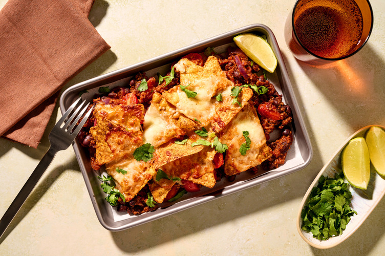 Nachoschotel met veggie gehakt en cheddar