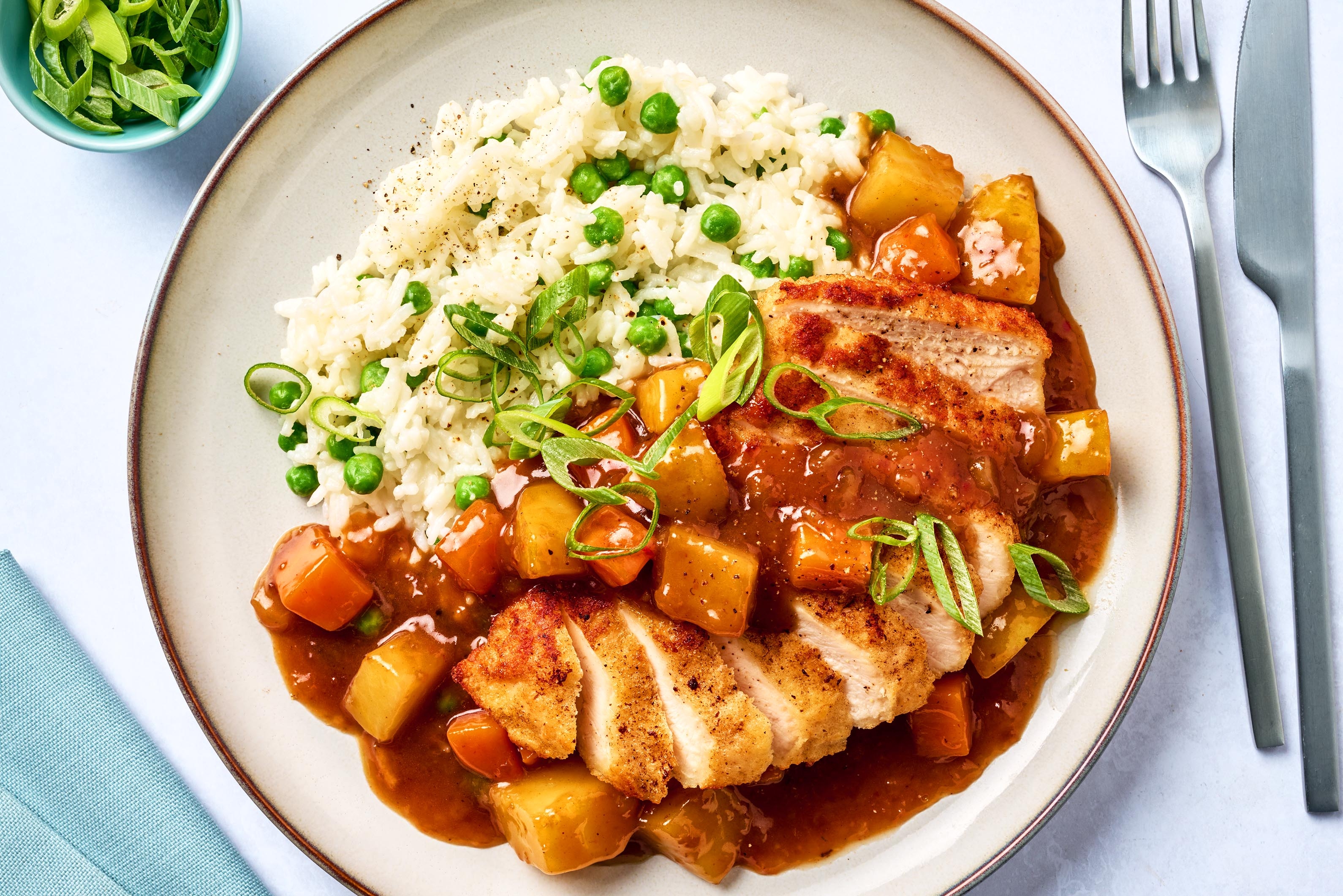 Cari japonais au katsu de poulet et riz collant