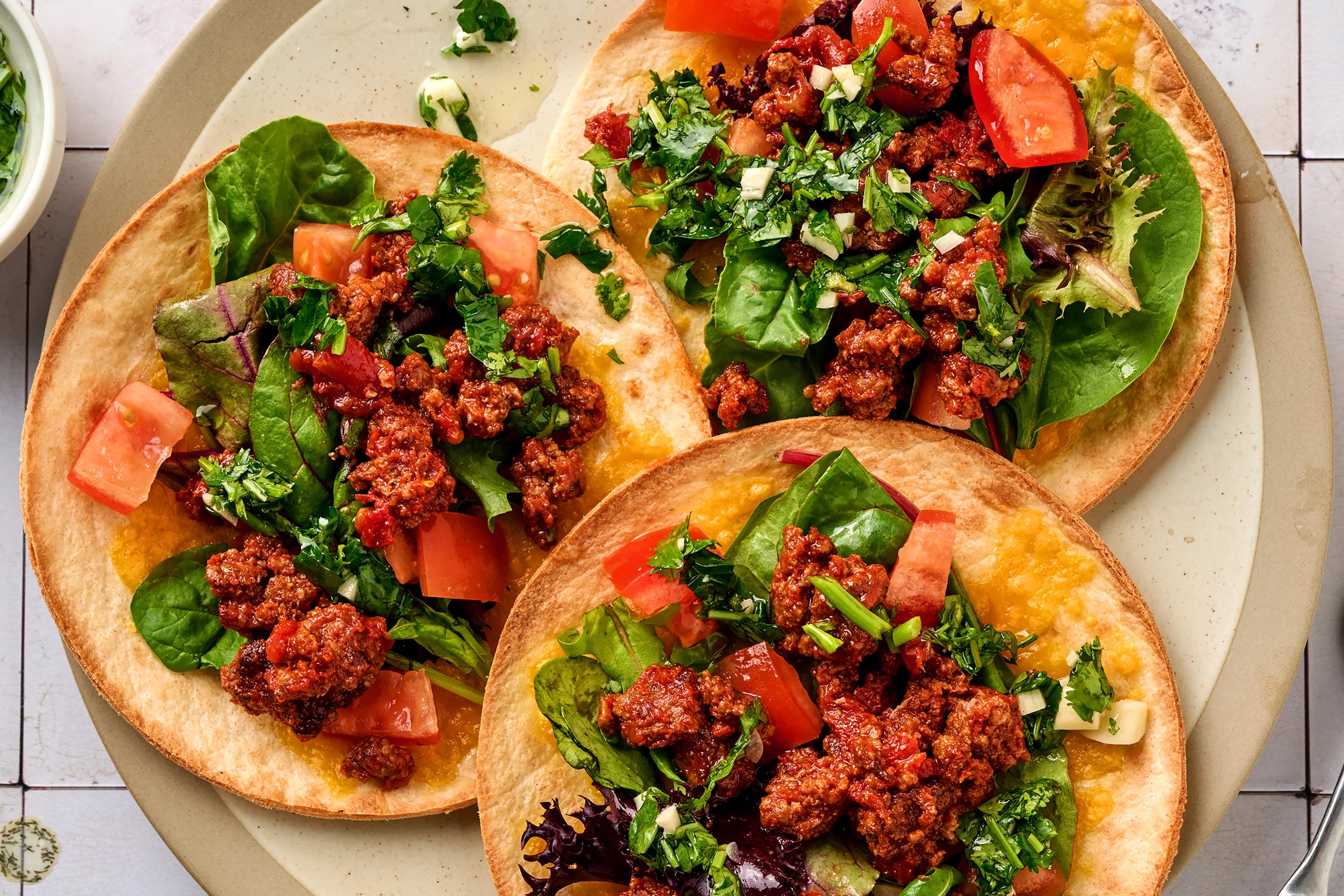 Tacos de bœuf au chimichurri
