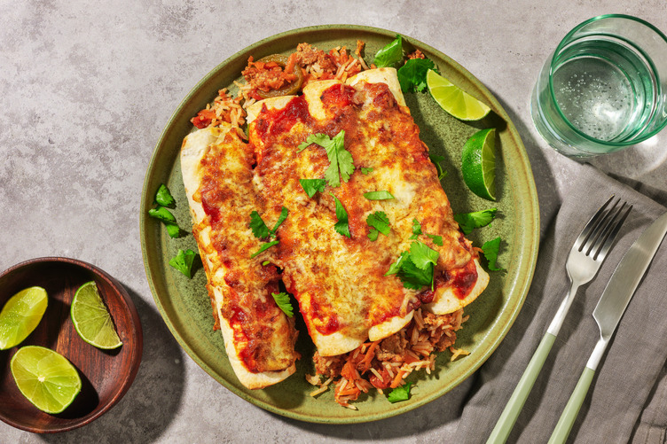 Sportersfavoriet: burrito met kip en rijst uit de oven