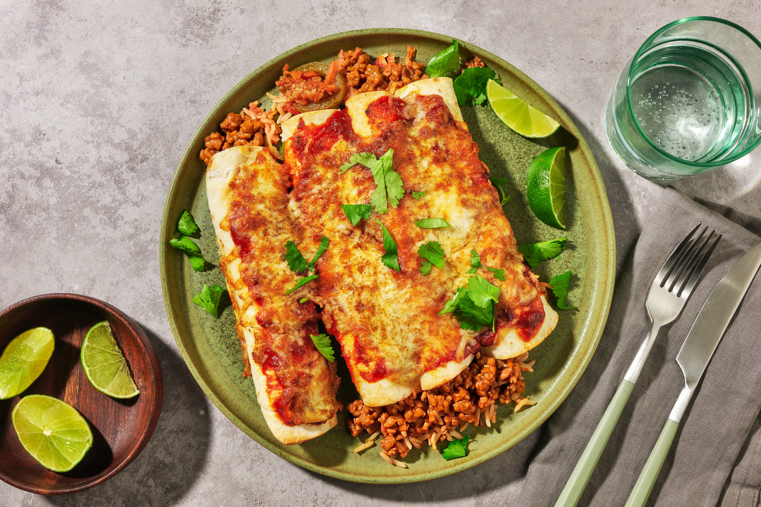 Focus sport : Burrito, riz gratiné & haché végé