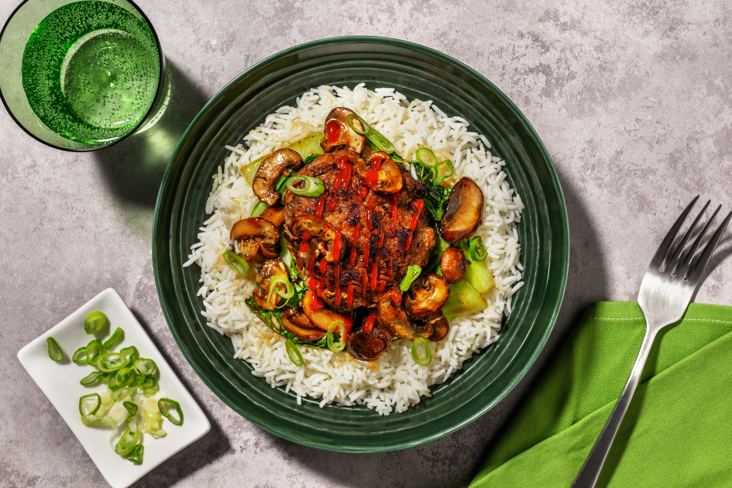 Chinese Style Pork, Spring Onion and Mushroom Patty