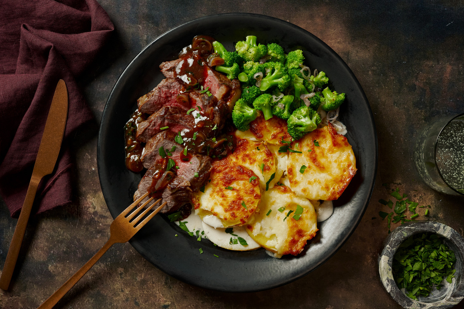 Bio-Rumpsteak vom Weiderind mit Kartoffelgratin
