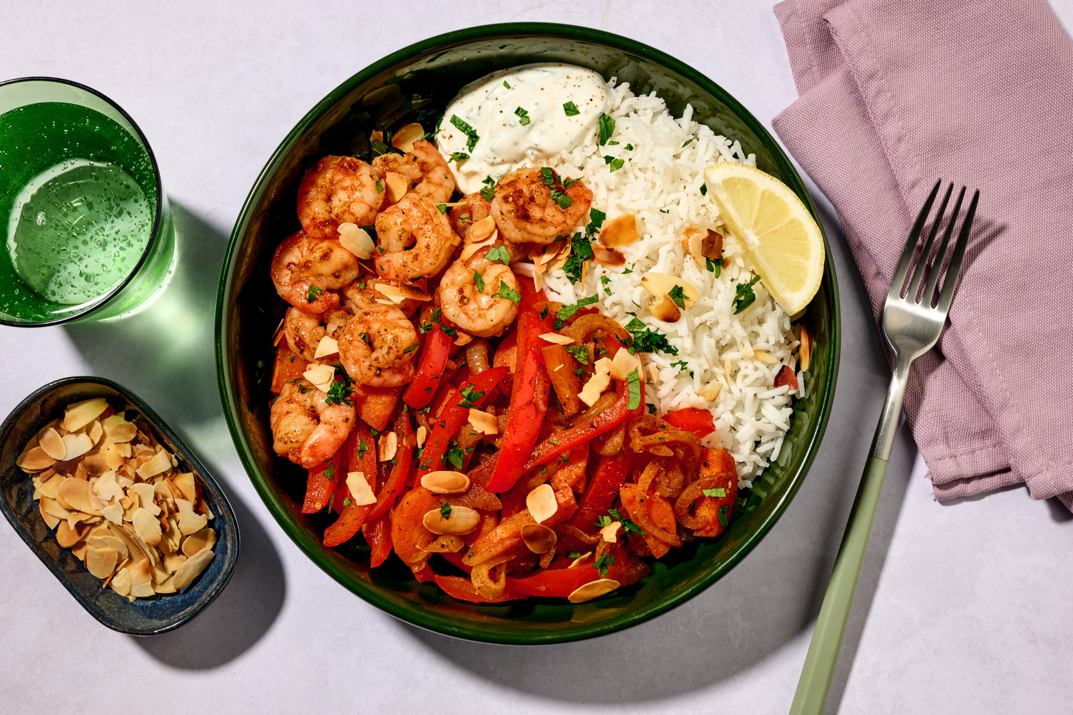 Crevettes & sauce yaourt-citron
