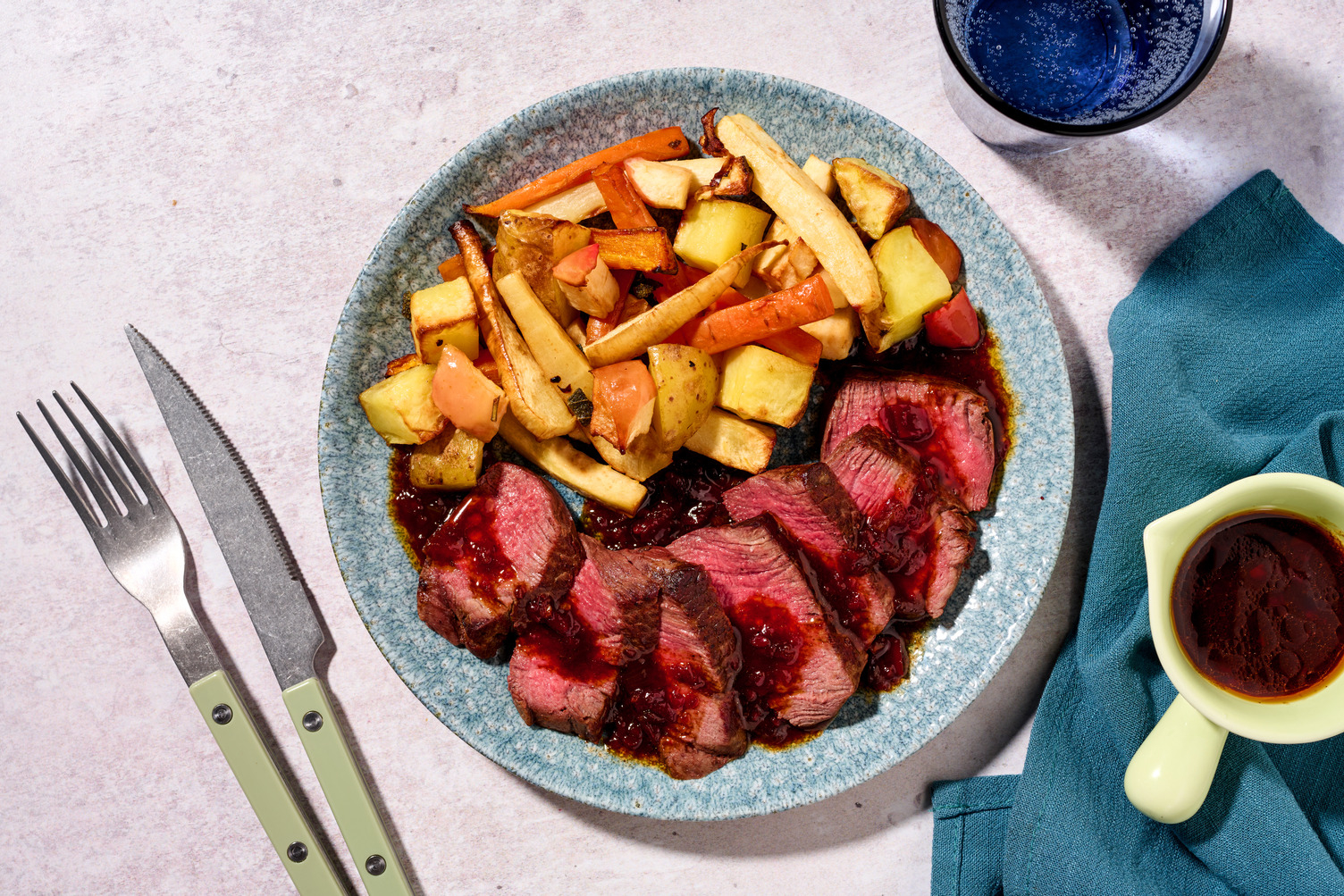 Filet mignon met geroosterde aardappelen